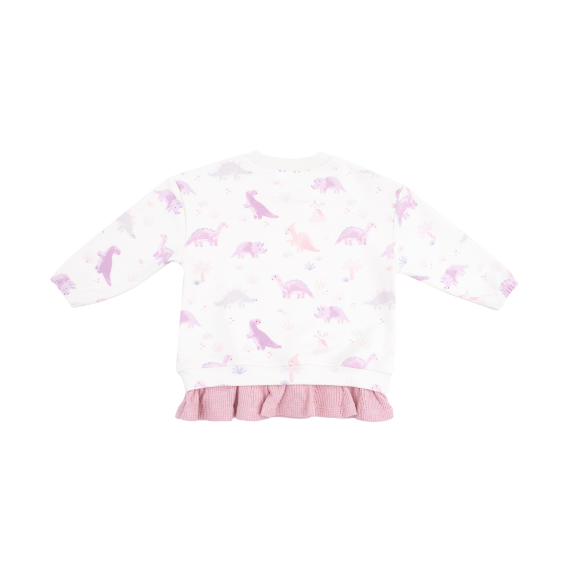 Soft Dinos - French Terry - Purple - Pull Over Sweatshirt With Ruffle And Waffle Flare Pant from Anderson Parker