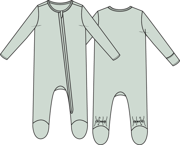 Solid Milky Green - 2 Way Zipper Footie from Anderson Parker