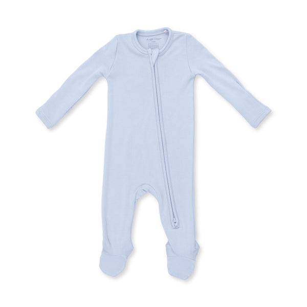 Solid Sheer Blue Rib - 2 Way Zipper Footie from Anderson Parker