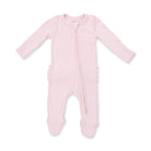Solid Veiled Pink Rib - 2 Way Ruffle Back Zipper Footie from Anderson Parker