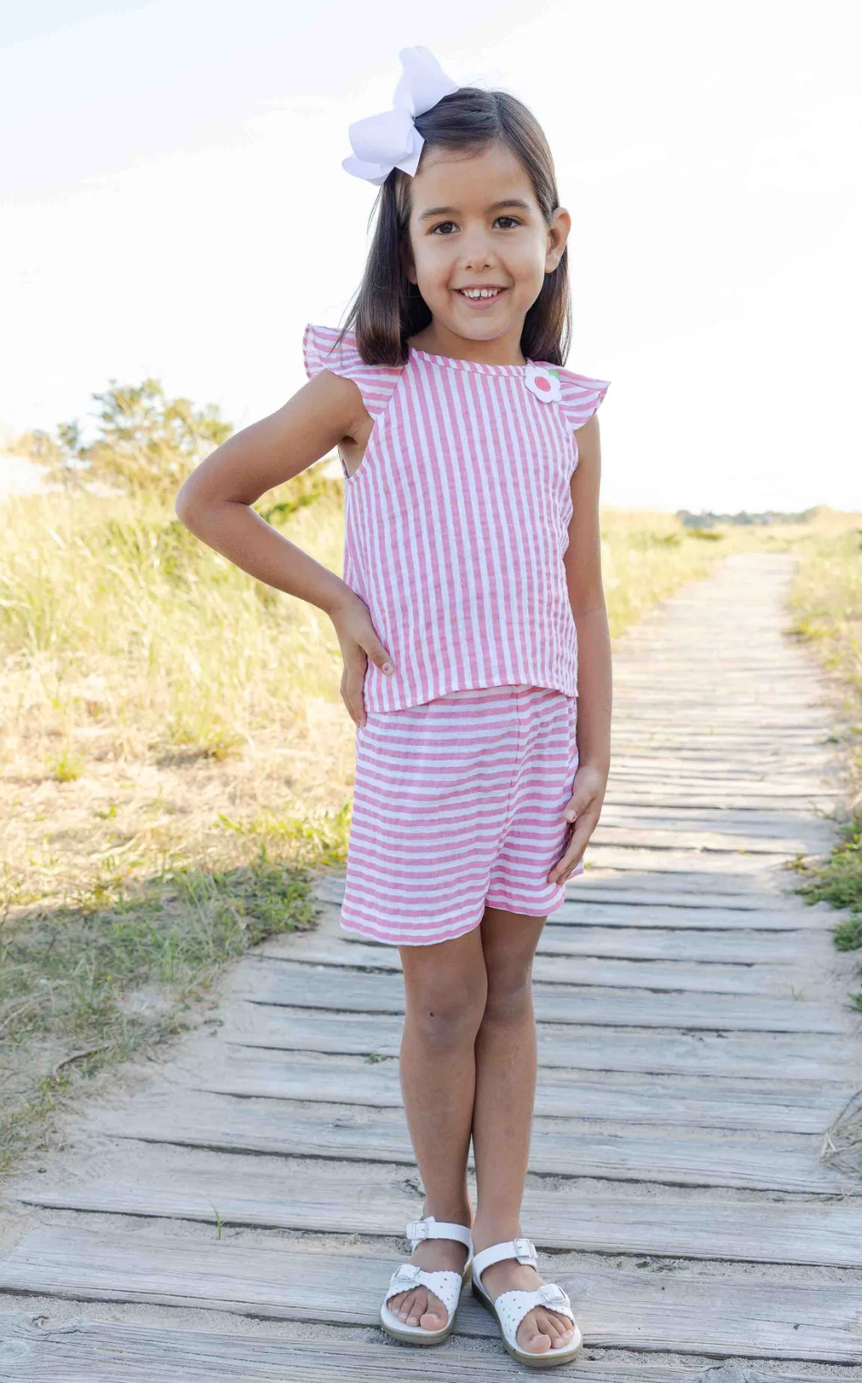 Stripe Gauze Top And Shorts - Pink from Anderson Parker