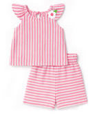 Stripe Gauze Top And Shorts - Pink from Anderson Parker