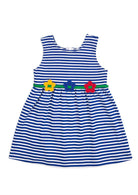 Stripe Knit Dress with Flowers - Blue from Anderson Parker
