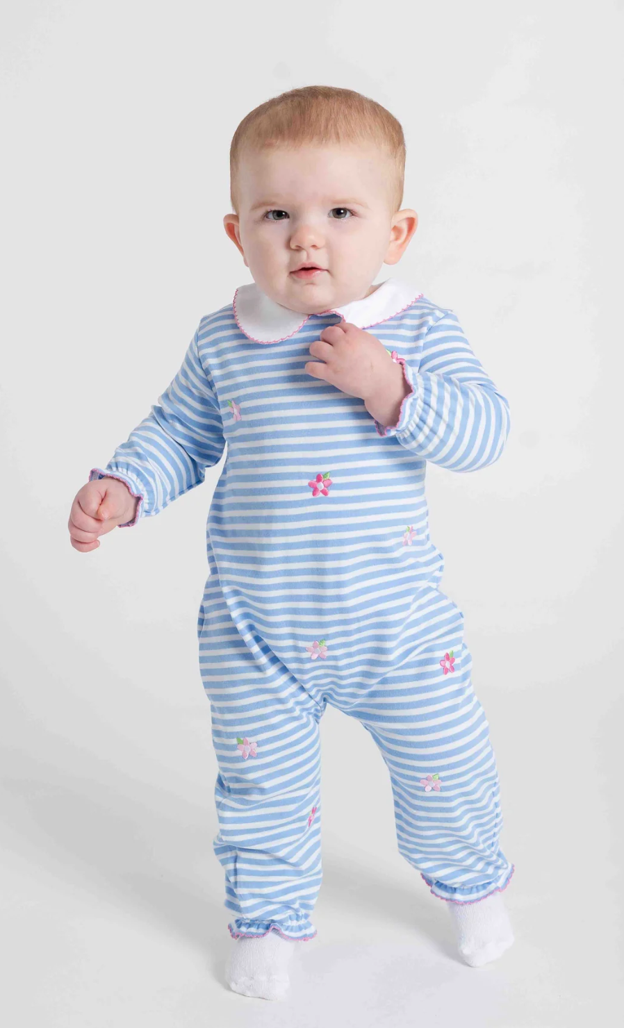 Stripe Knit Longall With Embroidered Flowers from Anderson Parker