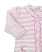 Striped Fairway Embroidered Footie - Pink and White from Anderson Parker