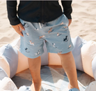 Surfing Pups Print on Blue Swim Trunks from Anderson Parker