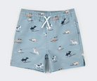 Surfing Pups Print on Blue Swim Trunks from Anderson Parker