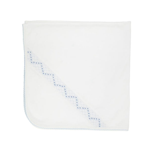 Sweetly Smocked Blessing Blanket - Worth Ave White/Buckhead Blue/Park City Periwinkle from Anderson Parker