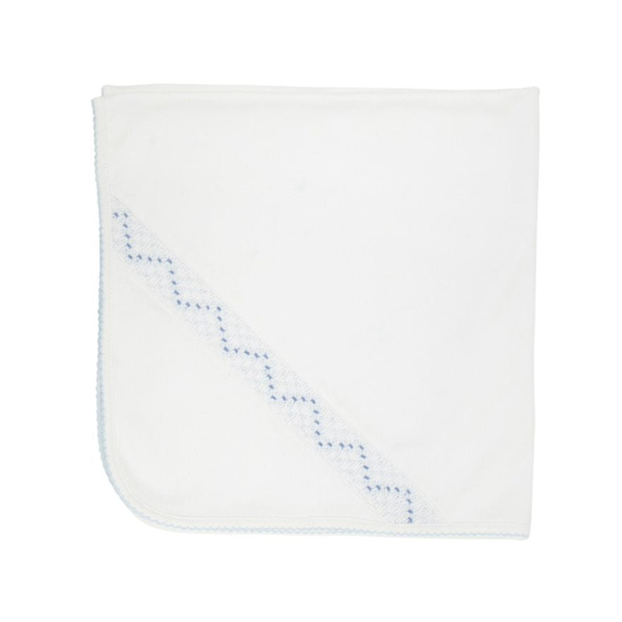Sweetly Smocked Blessing Blanket - Worth Ave White/Buckhead Blue/Park City Periwinkle from Anderson Parker