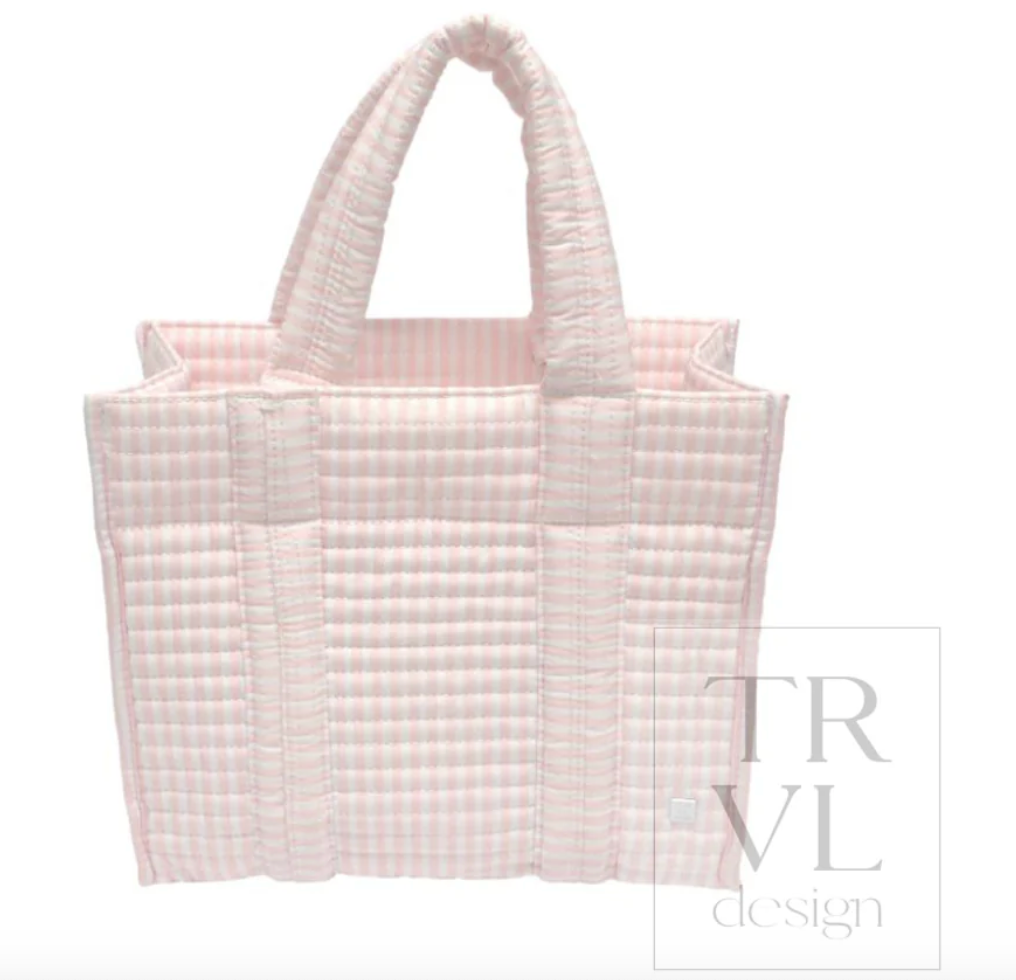 TRVL Quilted Mini Go Go Tote - Pimlico Stripe Pink from Anderson Parker