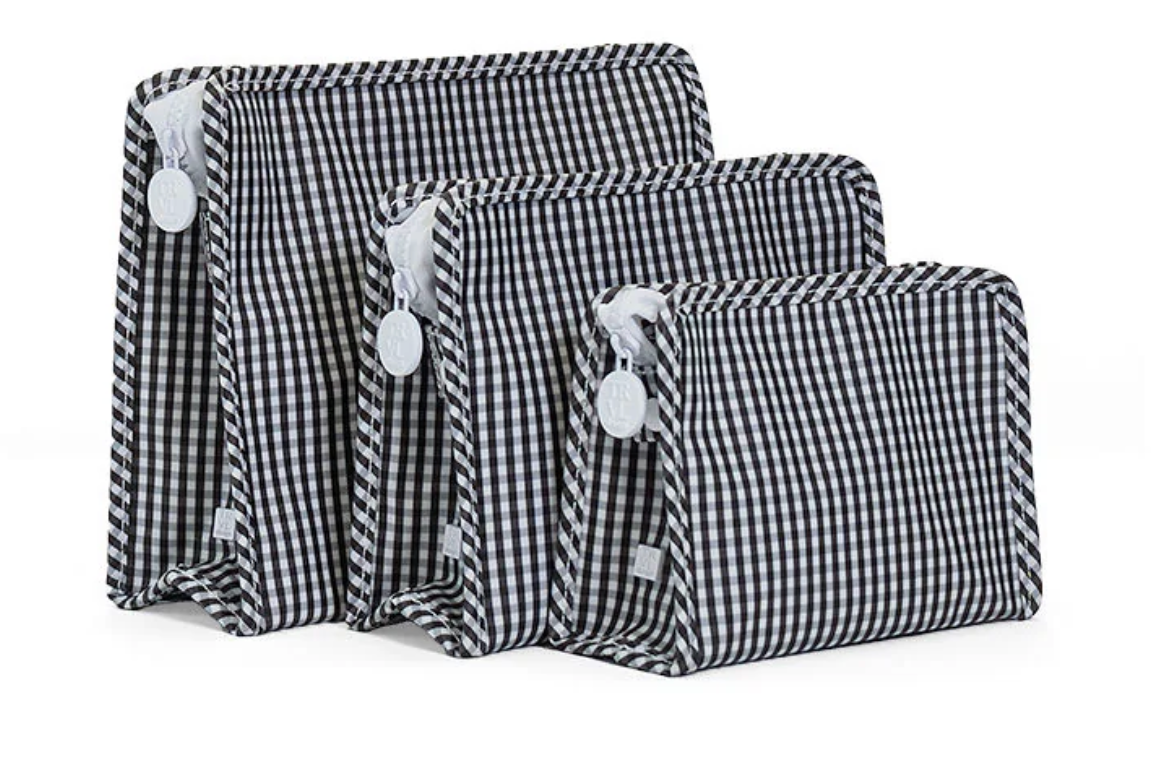 TRVL ROADIE MEDIUM Zip Pouch - GINGHAM BLACK from Anderson Parker