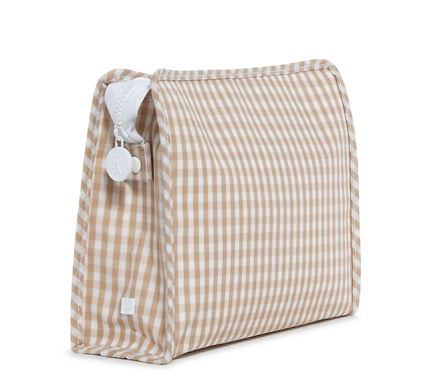 TRVL Roadie Large Zip Pouch - Gingham Khaki from Anderson Parker