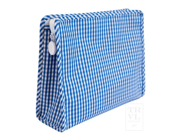 TRVL Roadie Large Zip Pouch - Gingham Royal from Anderson Parker