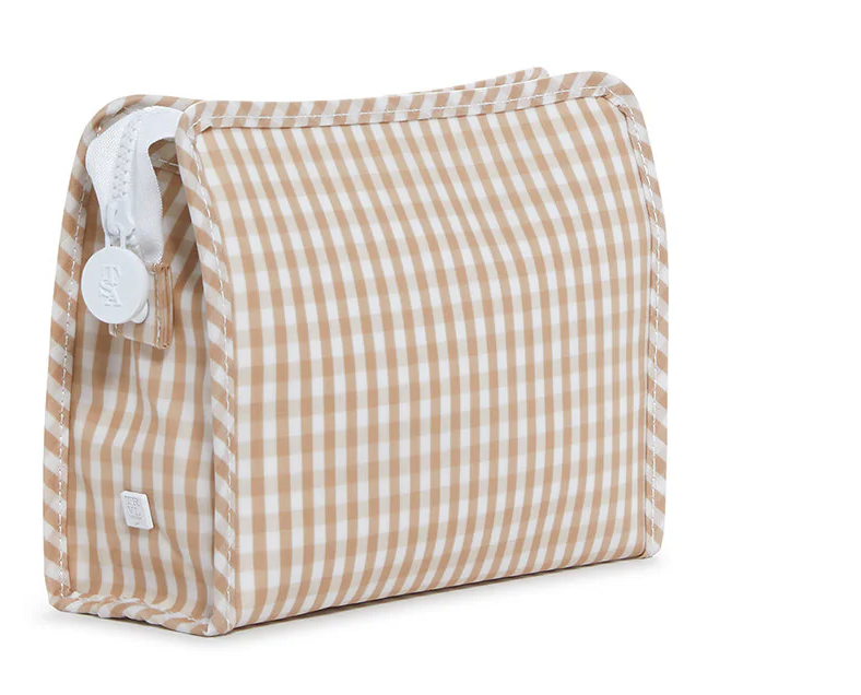 TRVL Roadie Medium Zip Pouch - Gingham Khaki from Anderson Parker