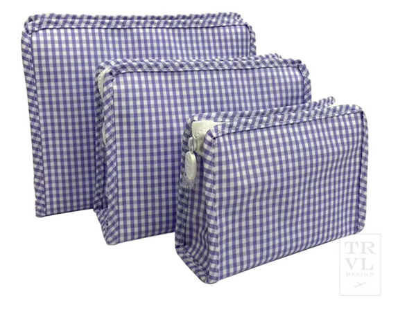TRVL Roadie Medium Zip Pouch - Gingham Lilac from Anderson Parker