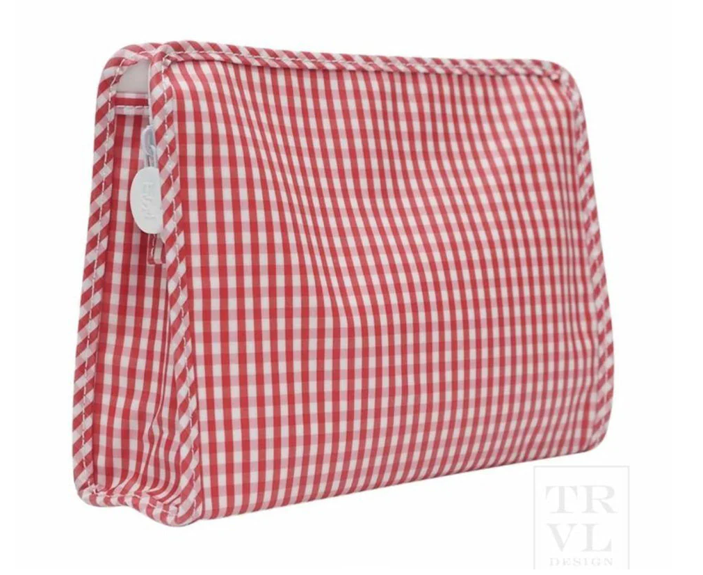 TRVL Roadie Medium Zip Pouch - Gingham Red from Anderson Parker