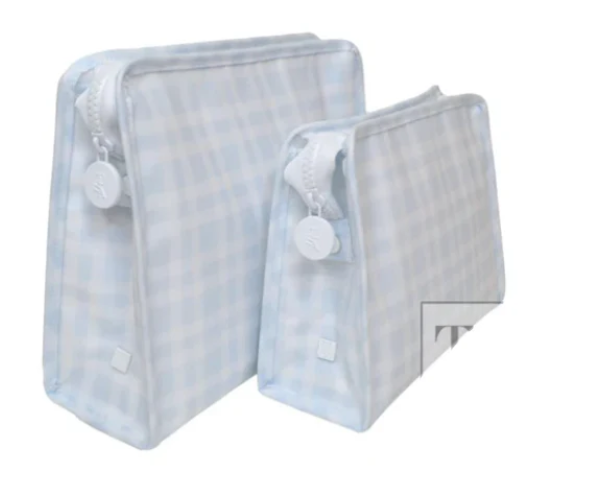 TRVL Roadie Medium Zip Pouch - Pimlico Plaid Blue from Anderson Parker