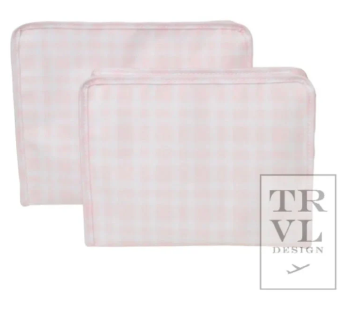 TRVL Roadie Medium Zip Pouch - Pimlico Plaid Pink from Anderson Parker