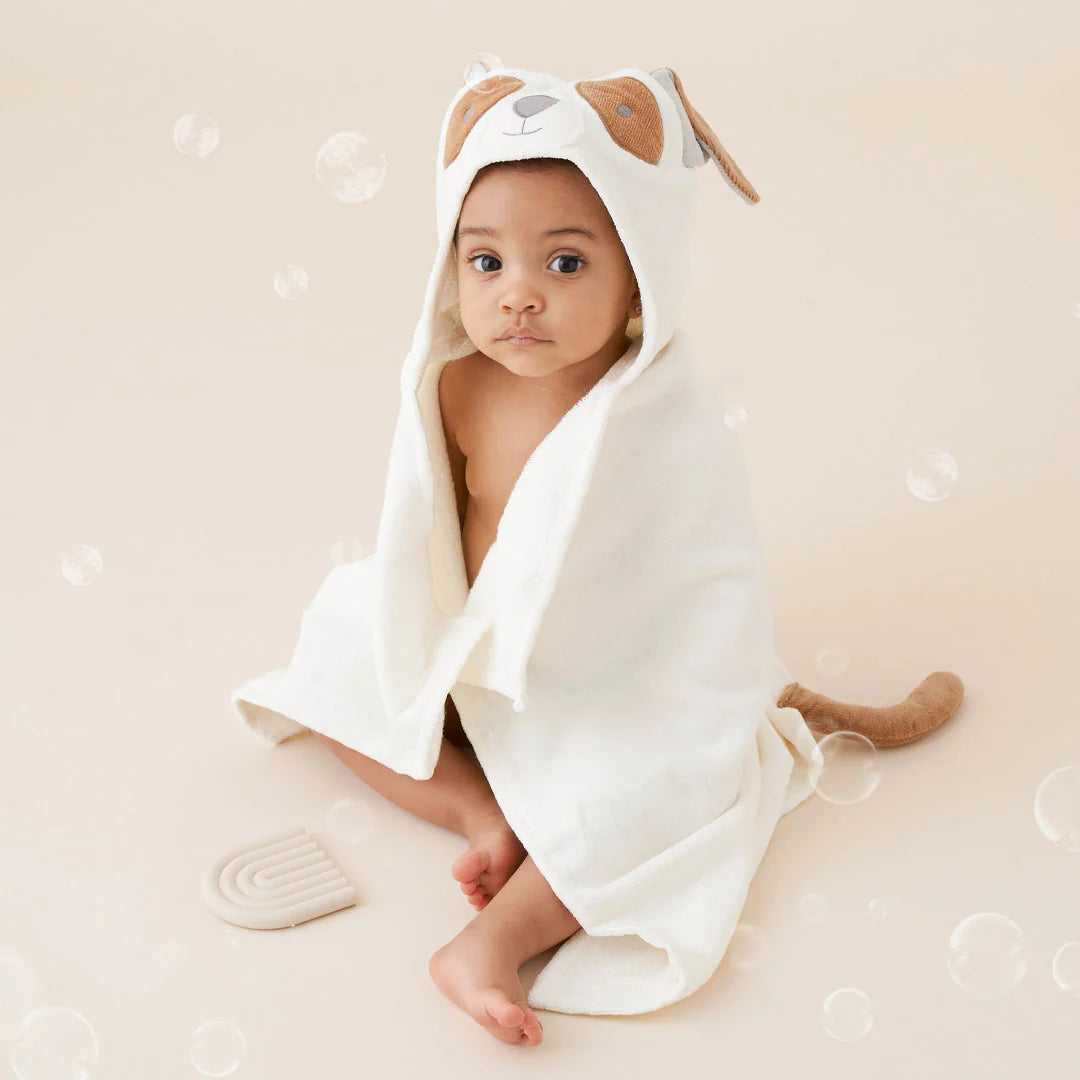 Tan Puppy Hooded Baby Bath Wrap from Anderson Parker