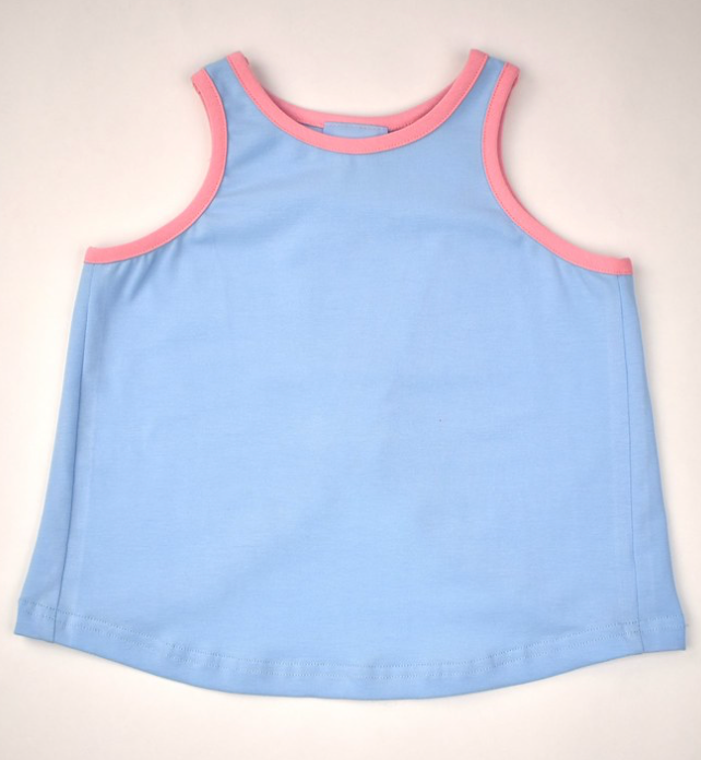 Tank Top - Blue with Pink Trim from Anderson Parker