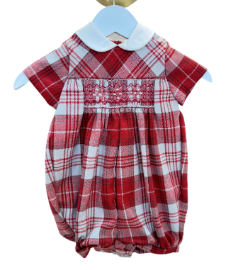 Tartan Smocked Romper w/ Cap Sleeve from Anderson Parker
