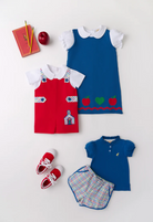 Teddy's Tab Jon Jon - Richmond Red with Kindness Wins Windowpane & School House Applique from Anderson Parker