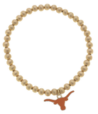 Texas Longhorns Ball Bead Stretch Bracelet in Satin Gold from Anderson Parker