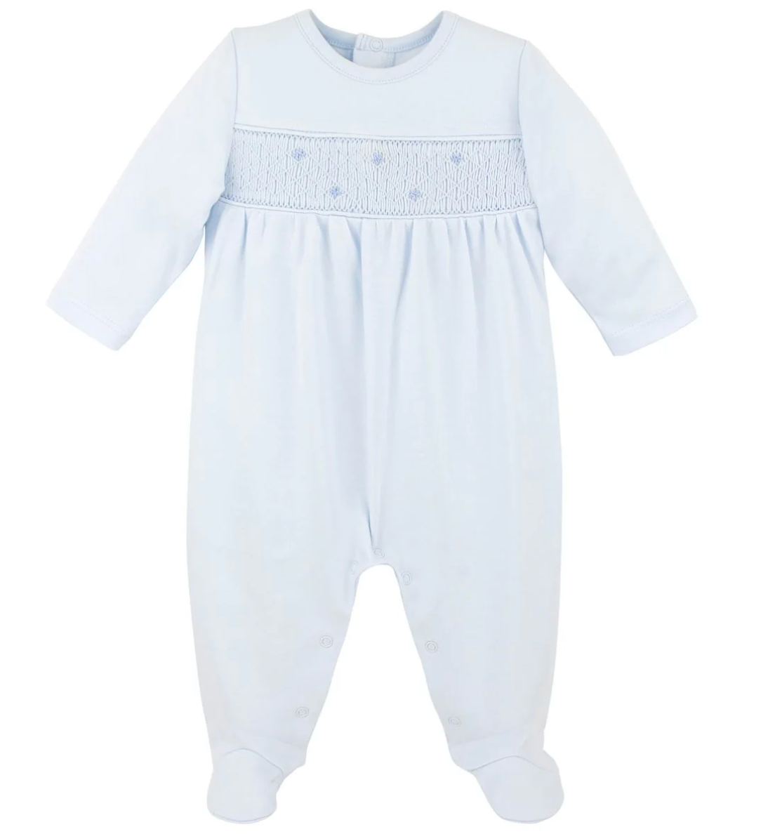 Tiny Stars Smocked Footie - Light Blue from Anderson Parker