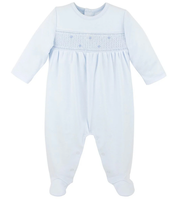 Tiny Stars Smocked Footie - Light Blue from Anderson Parker