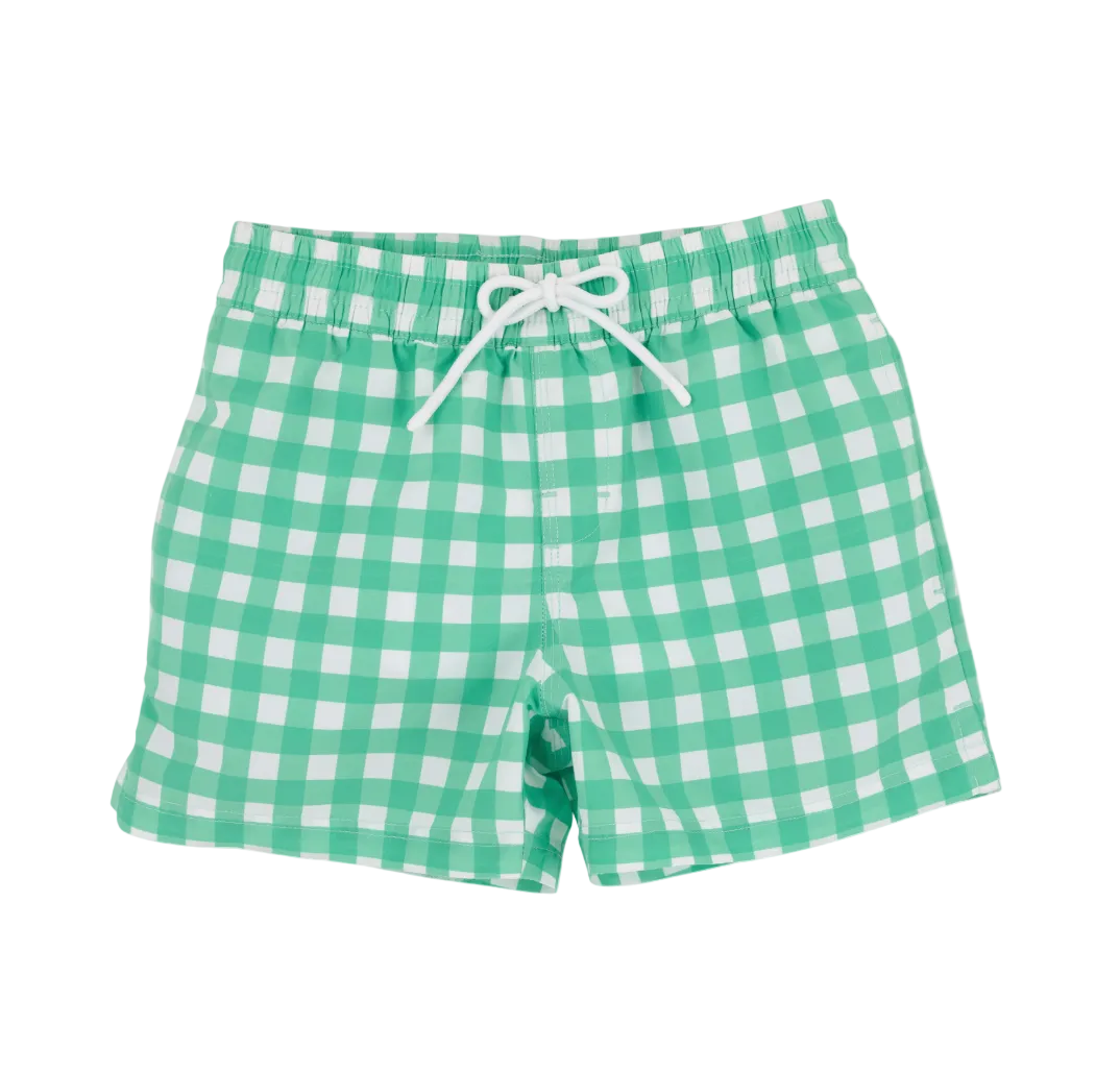 Tortola Swim Trunks - Gibson Island Green gingham/Worth Ave White from Anderson Parker