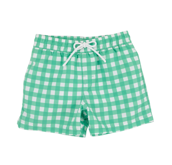 Tortola Swim Trunks - Gibson Island Green gingham/Worth Ave White from Anderson Parker