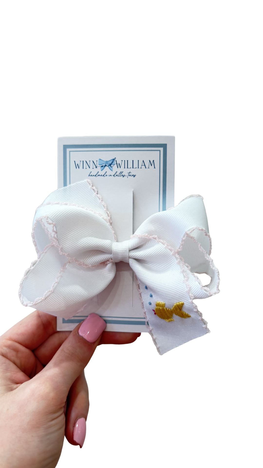 Via Clip Bow - Gold Fish - Pink from Anderson Parker