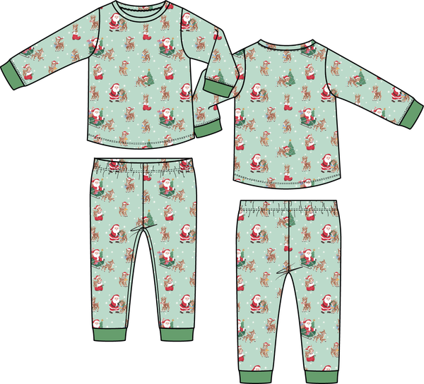 Vintage Reindeer & Santa Uni - Long Sleeve Loungewear Set from Anderson Parker
