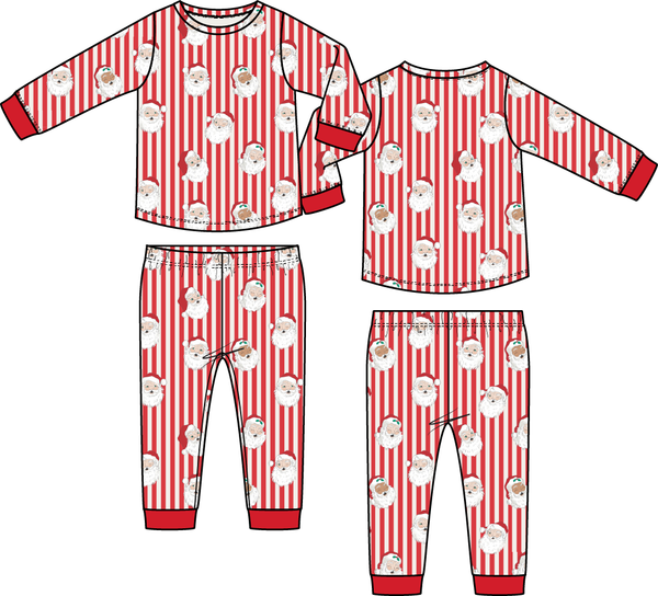 Vintage Santa Stripe - Long Sleeve Loungewear Set from Anderson Parker