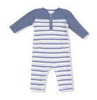 Vintage Stripe - Blue - Romper W/ Contrast Sleeves from Anderson Parker