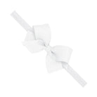 WHITE - Mini Grosgrain Girls Hair Bow on a Soft Elastic Baby Band from Anderson Parker