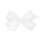 WHITE - Mini Grosgrain Hair Bow with Scalloped Edge from Anderson Parker