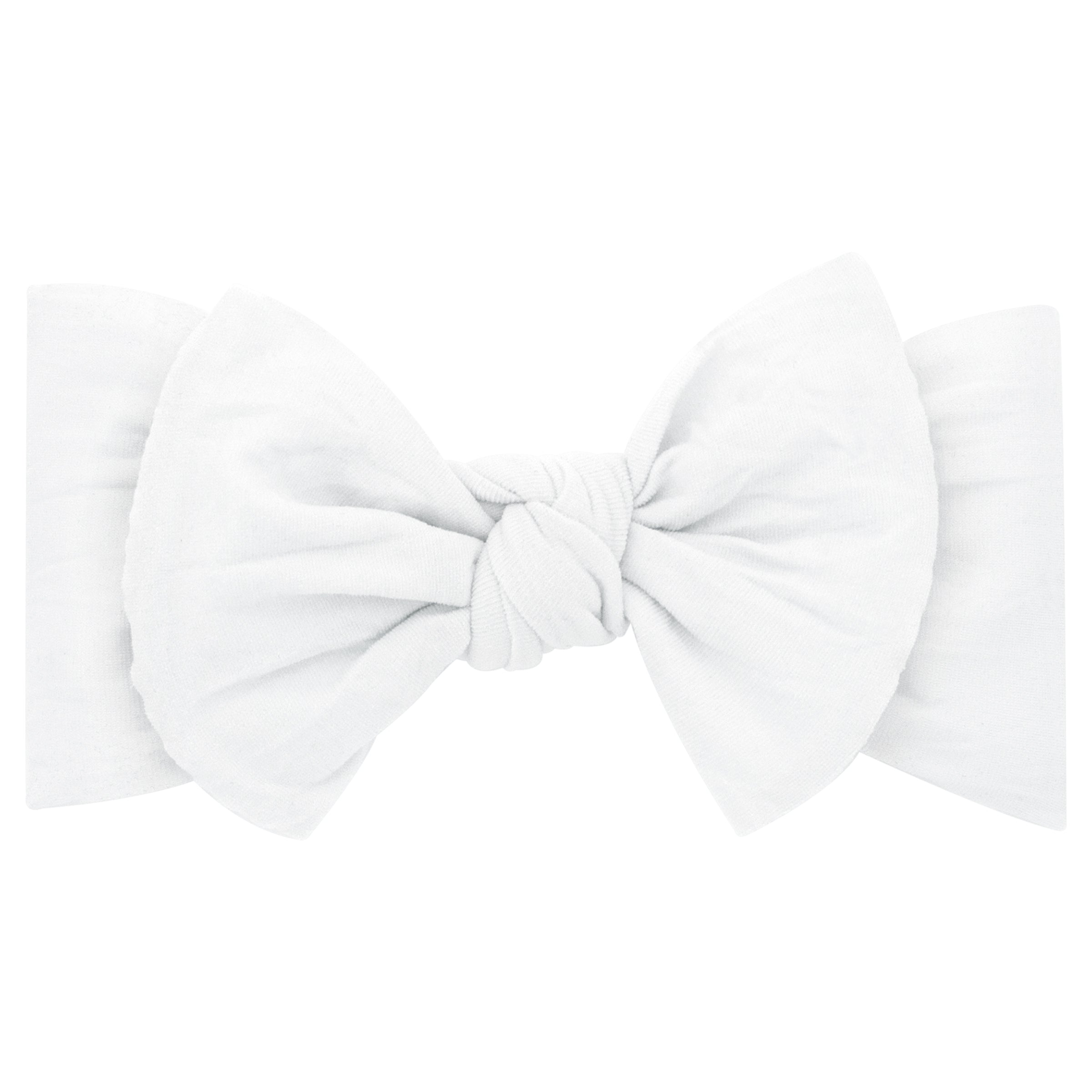 WHITE - Soft Nylon Girls Baby Band with Nylon Bowtie from Anderson Parker