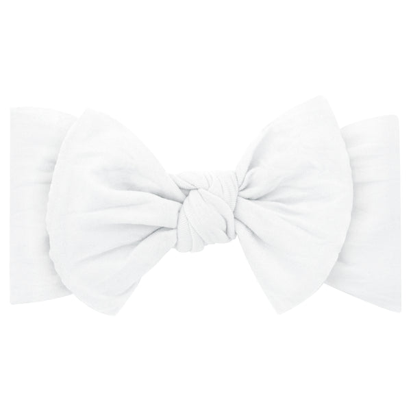 WHITE - Soft Nylon Girls Baby Band with Nylon Bowtie from Anderson Parker