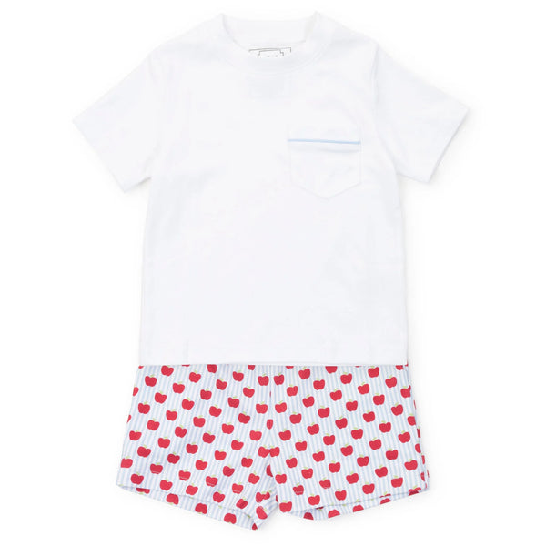 Walker Boys' Short Set - Schoolhouse Apples Blue from Anderson Parker
