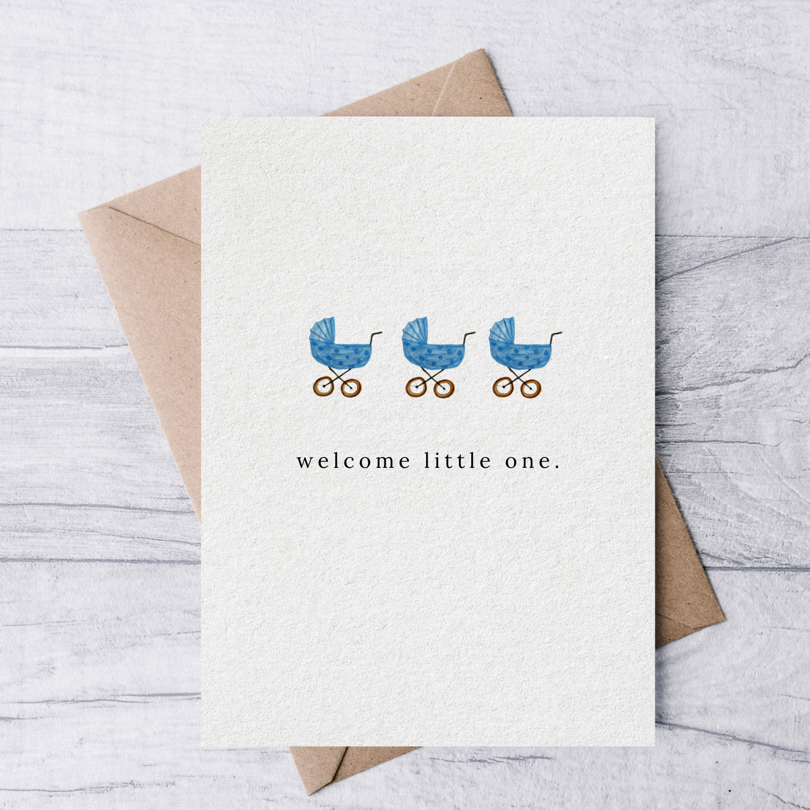 Welcome little one baby card (blue) from Anderson Parker