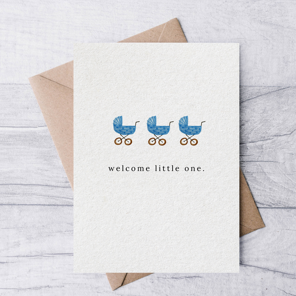 Welcome little one baby card (blue) from Anderson Parker