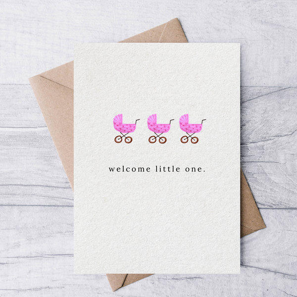 Welcome little one baby card (pink) from Anderson Parker
