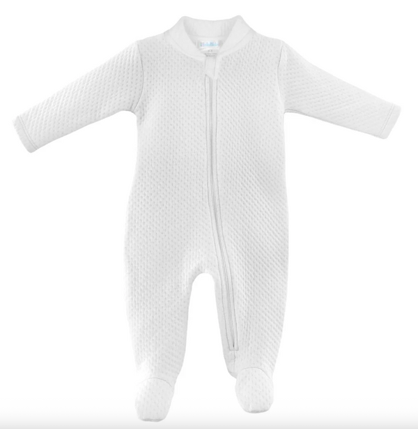 White Quilted Zipper Footie from Anderson Parker