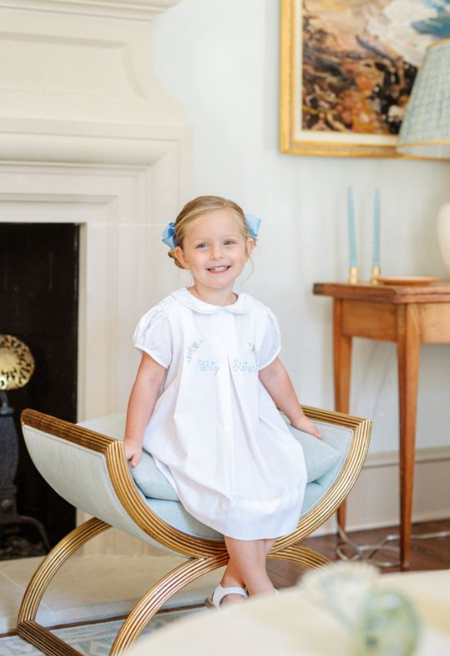 White with Blue Big Sister Dress from Anderson Parker