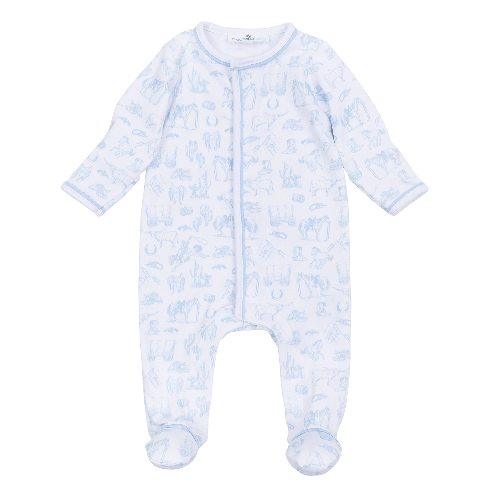 Wild West Toile Footie - Light Blue from Anderson Parker