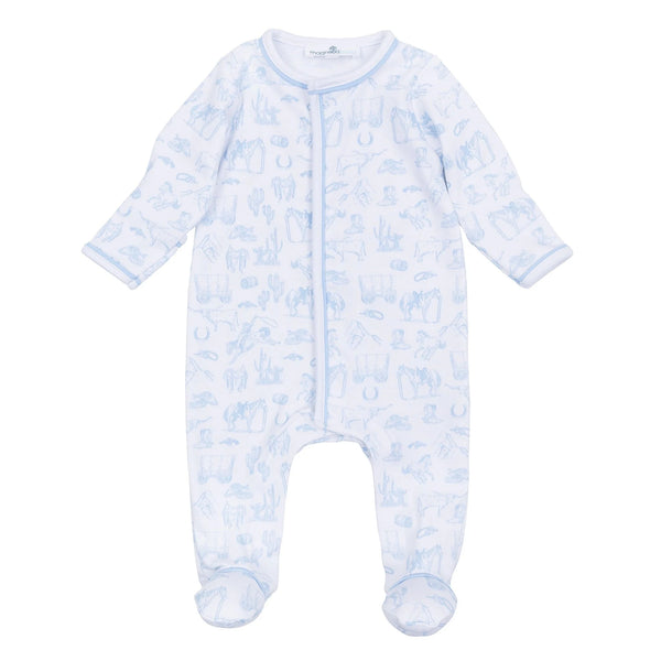 Wild West Toile Footie - Light Blue from Anderson Parker