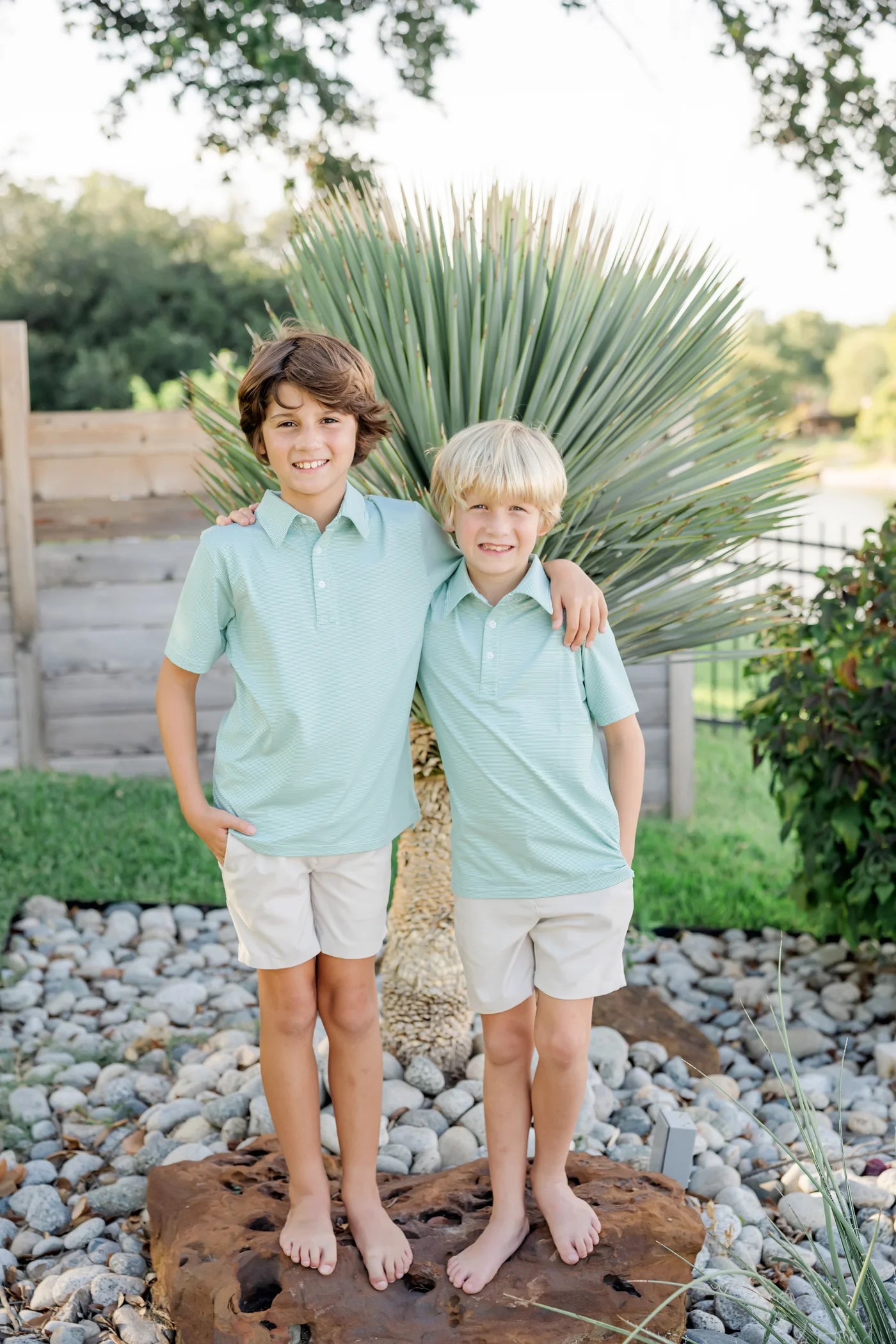 Will Performance Polo - Green Stripes from Anderson Parker