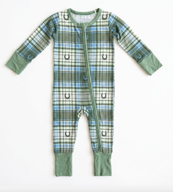Zipper Romper - Blue Horseshoe from Anderson Parker