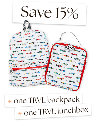 Save 15% — one TRVL backpack and one TRVL lunchbox